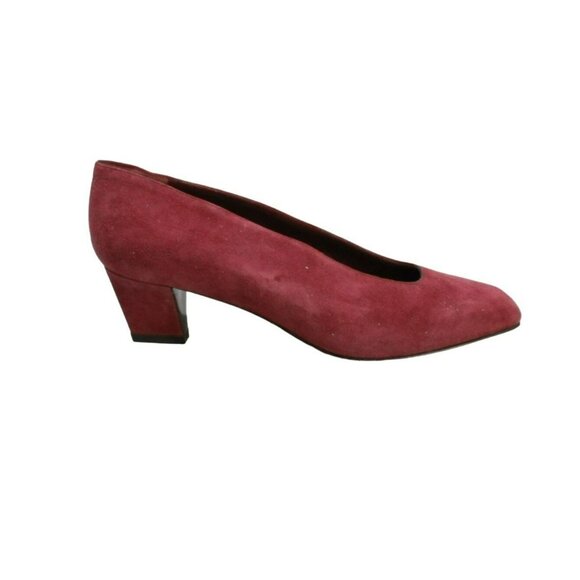 Bally Inova Women's Red Suede Slip On Pointed Casual Pump Heel Shoes Size 5.5 M - Picture 1 of 9